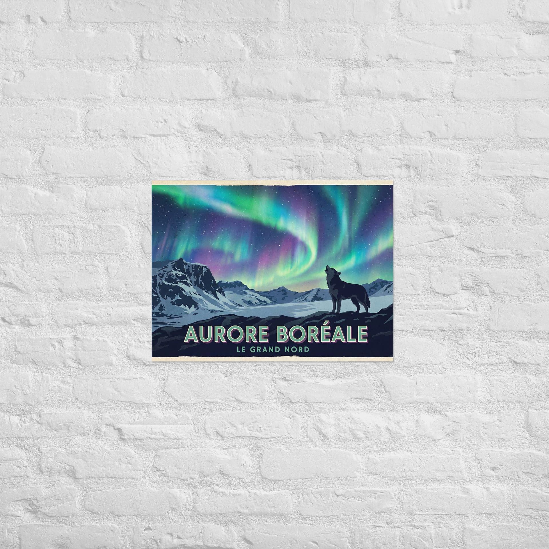 Affiche "Poster" Aurore Boréale et Husky