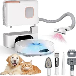 Aspirateur robot haute puissance pour poils d'animaux avec station auto-vidage 3L - Aspiration 6000Pa