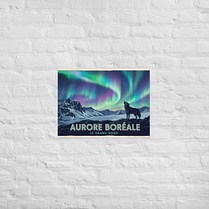 Affiche "Poster" Aurore Boréale et Husky