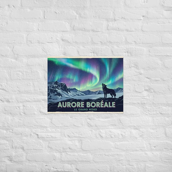 Affiche "Poster" Aurore Boréale et Husky