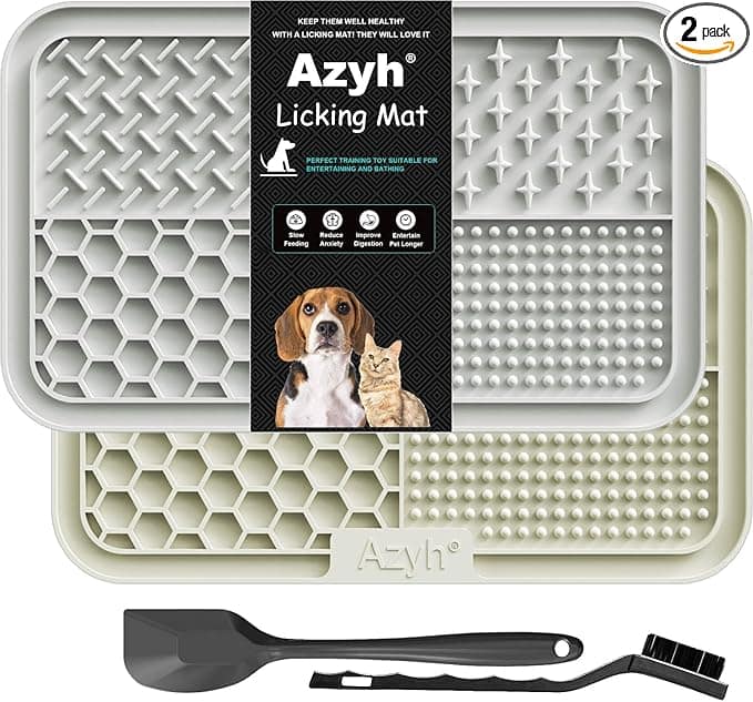 Tapis de léchage LickiMat en silicone alimentaire avec motifs texturés pour chien - Anti-anxiété