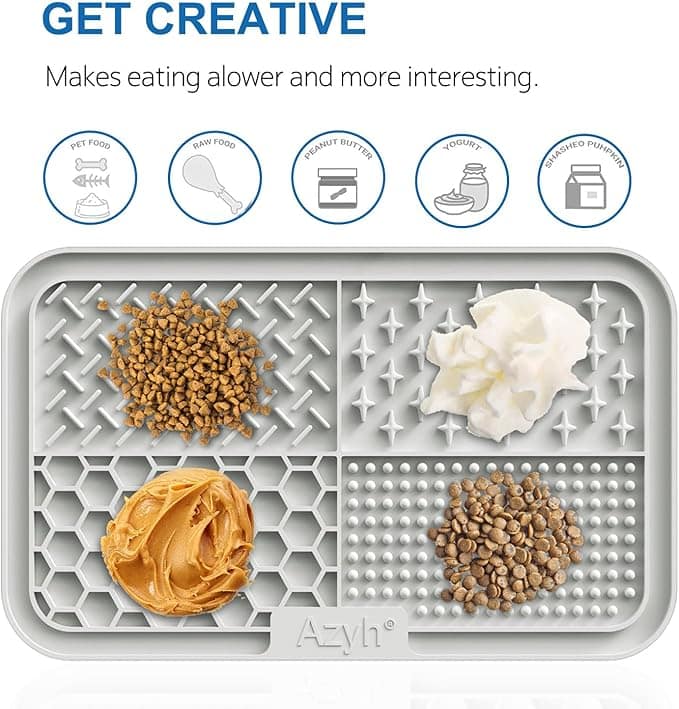 Tapis de léchage avec différents motifs texturés et rainures pour niveaux difficulté variés